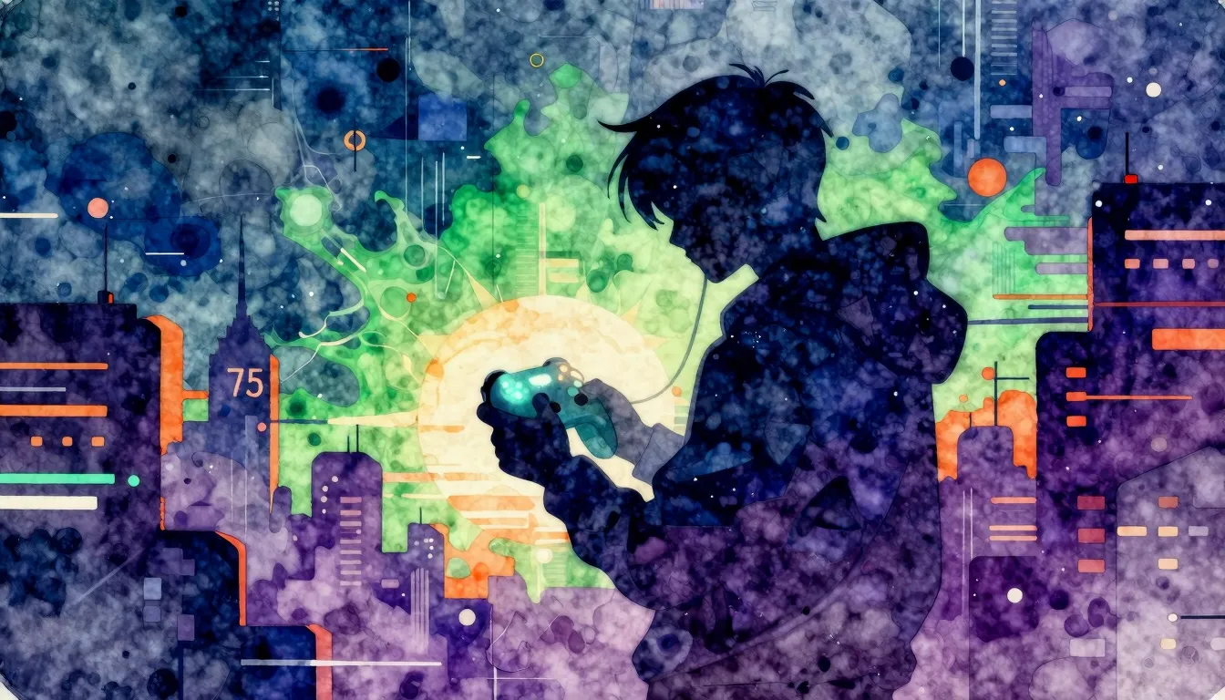 Vibrant watercolor style. Alternative rock album cover: a st...