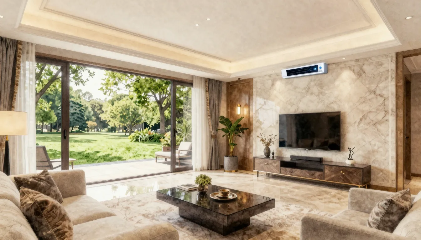 Watercolor style. Cozy luxury apartment interior, 100 square...