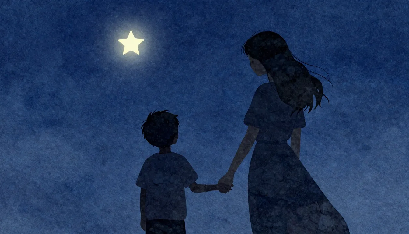 Watercolor style. A silhouette of a woman gently holding the...