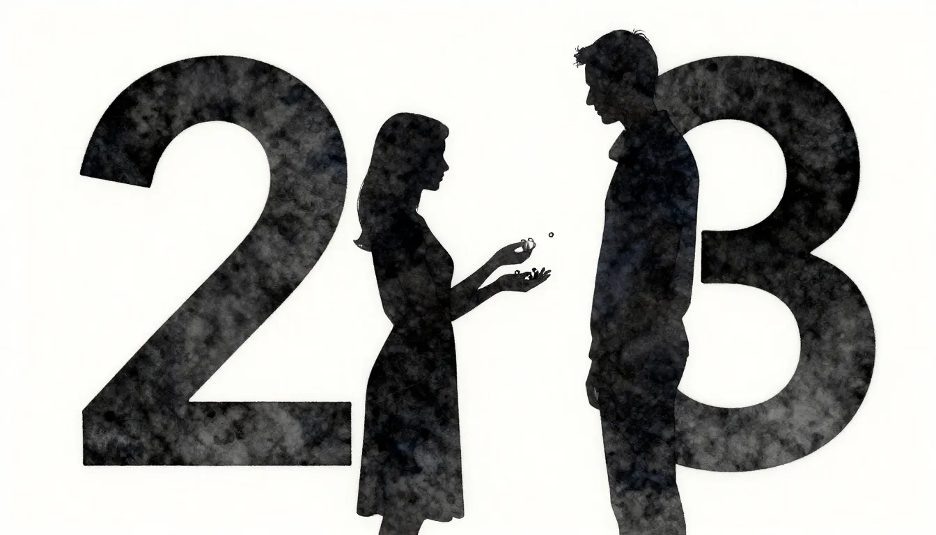 Watercolor style. A dark silhouette of a woman standing behi...