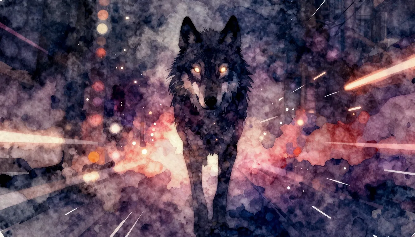 Vibrant watercolor style. Electronic music album cover. Dark...