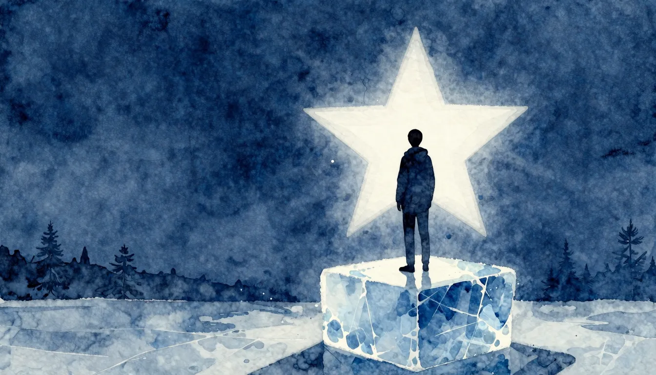 Watercolor style. A minimalist silhouette of a person standi...
