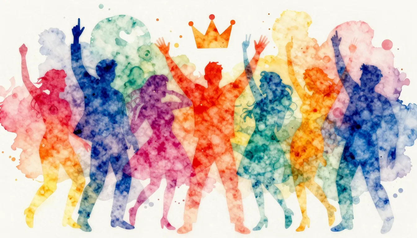 Vibrant watercolor style. Rock song cover art for a birthday...