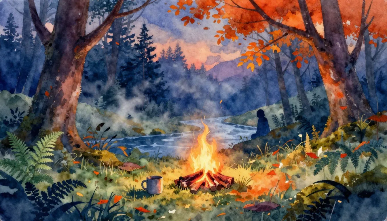 Vibrant watercolor style. Folk song album cover: mystical au...