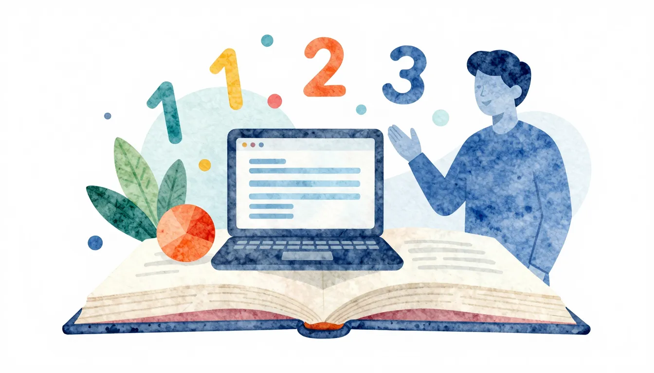 Watercolor style. A stylized open book with a laptop icon an...