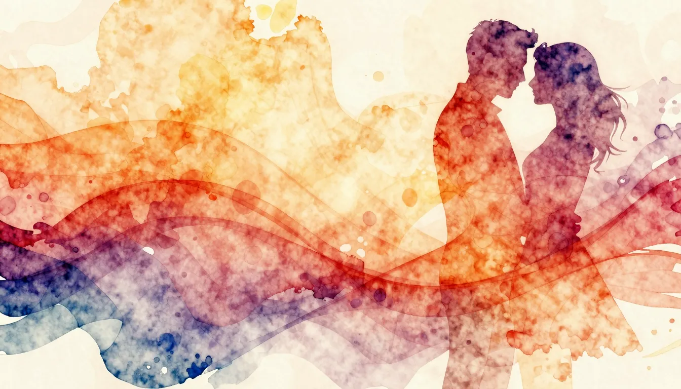 Vibrant watercolor style. Jazz album cover, abstract, warm c...