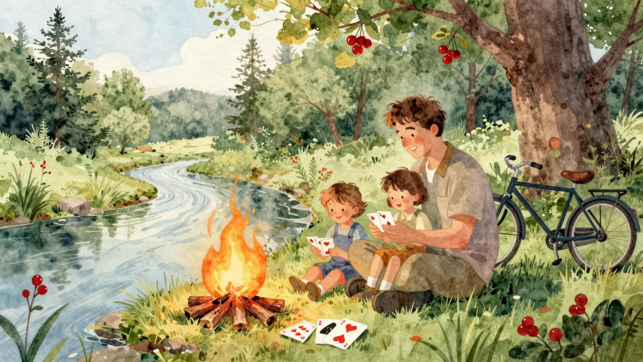 Vibrant watercolor style. Album cover for a folk-pop song ab...