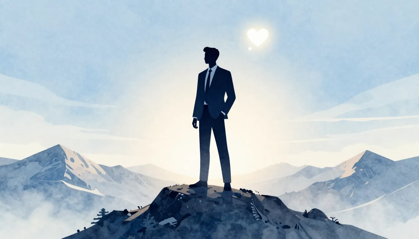 Watercolor style. A silhouette of a tall man in a profession...