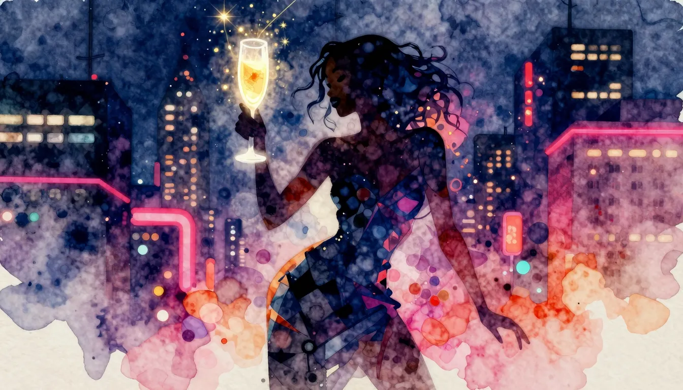 Vibrant watercolor style. Hip-hop album cover, 35th birthday...