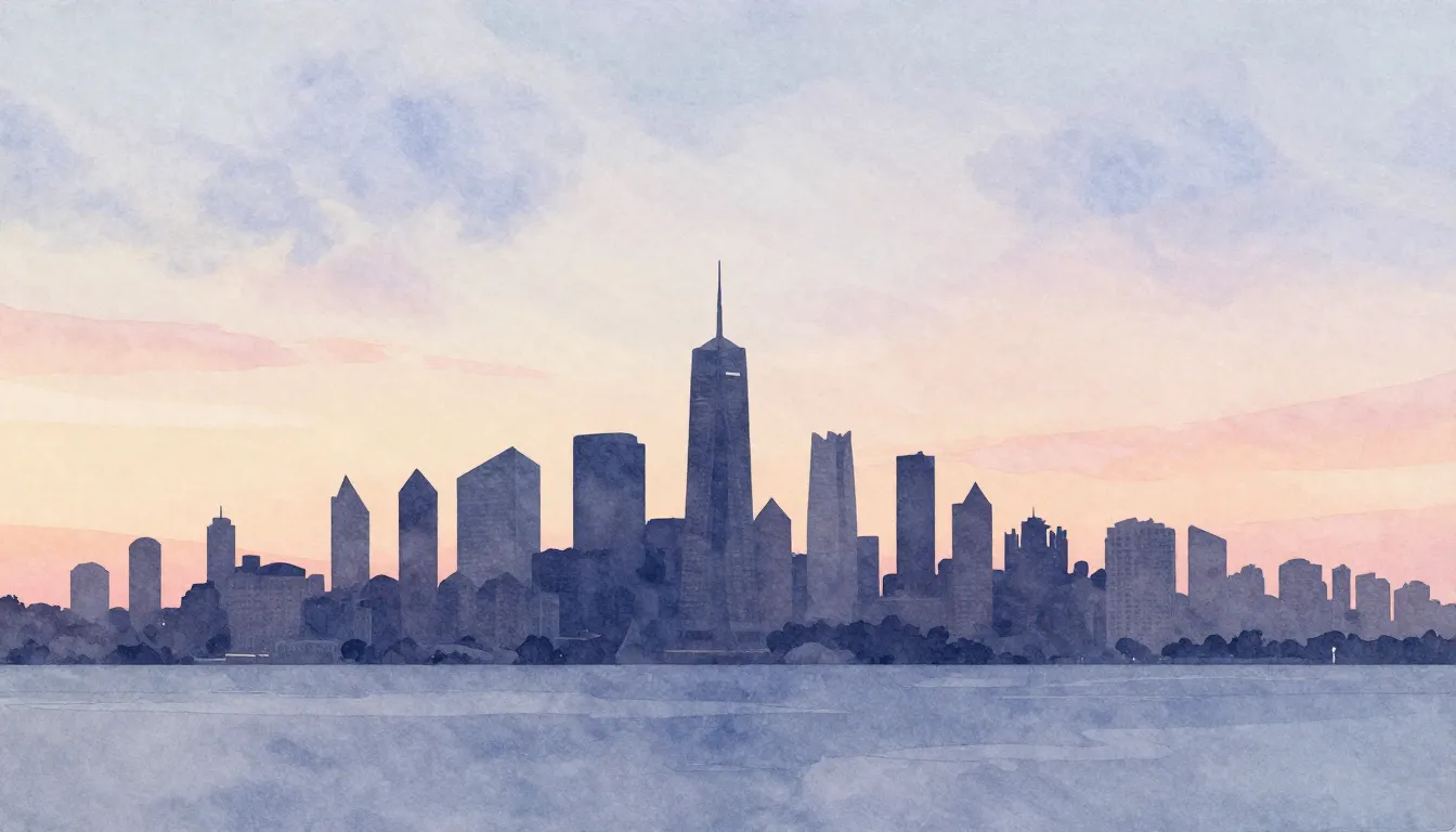 Watercolor style. Minimalist silhouette of a modern coastal ...