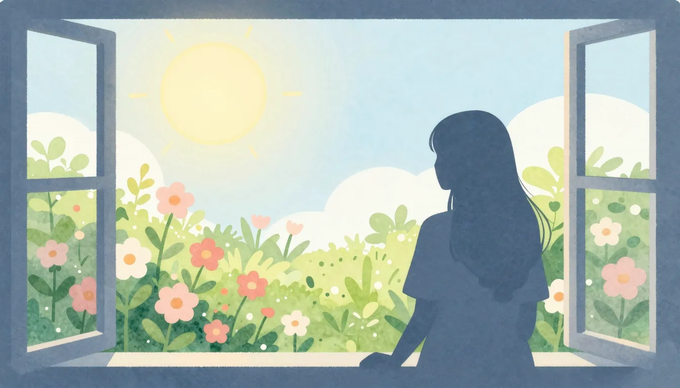 Watercolor style. Minimalist silhouette of a window frame lo...