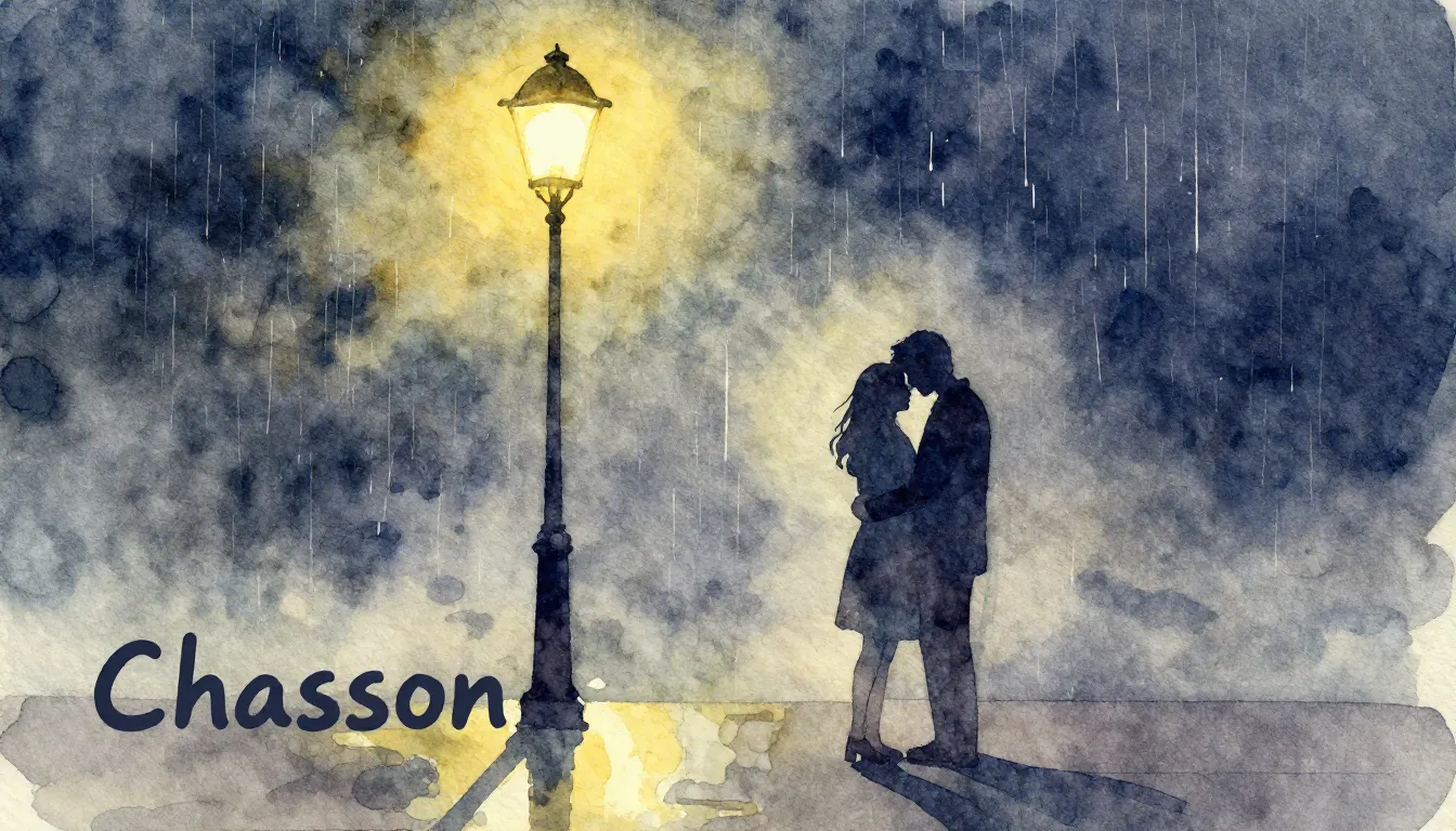 Vibrant watercolor style. Chanson album cover: A stylized, w...