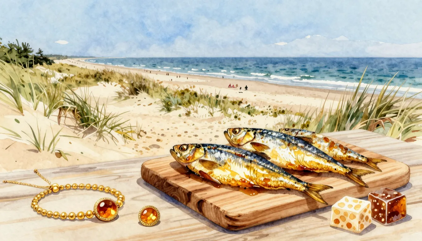 Watercolor style. A scenic view of the Curonian Spit dunes m...