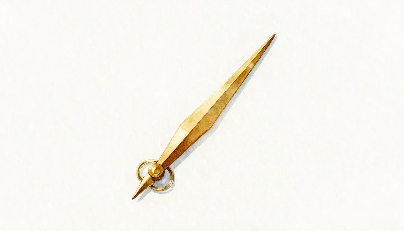 Watercolor style. A stylized golden compass needle pointing ...