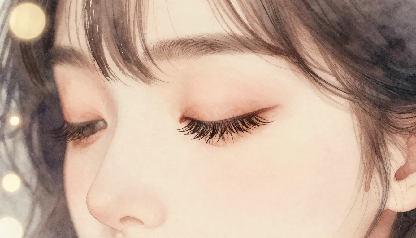 Watercolor style. Aesthetic close-up of long, elegant eyelas...