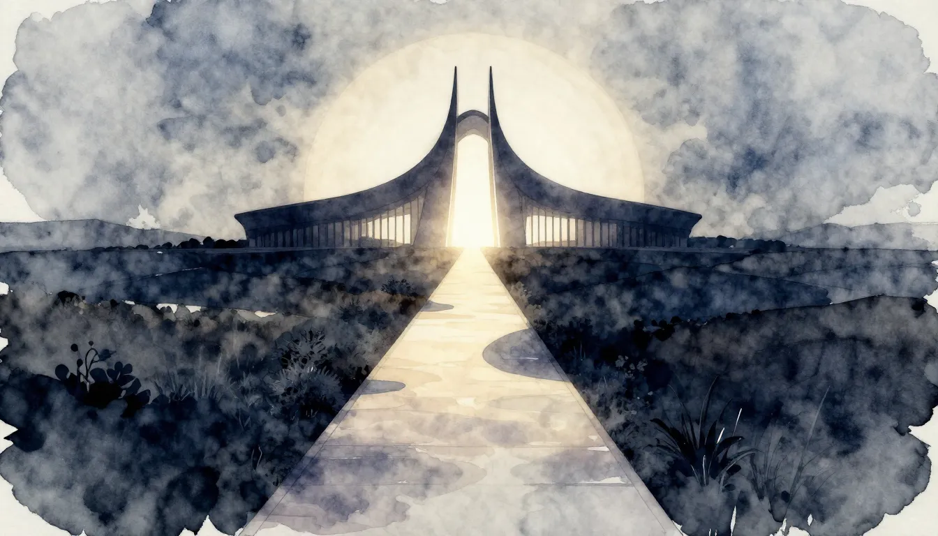 Watercolor style. A conceptual path made of light leading th...