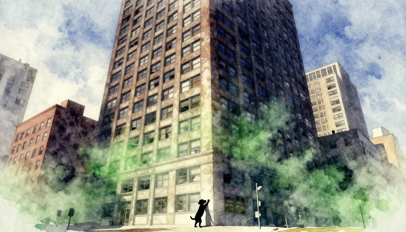 Vibrant watercolor style. Hip-hop album cover, a towering, i...