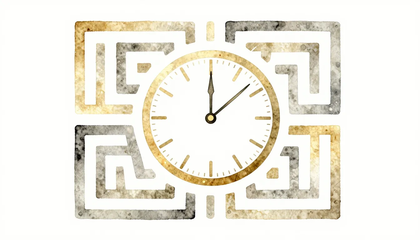 Watercolor style. An abstract representation of a ticking cl...