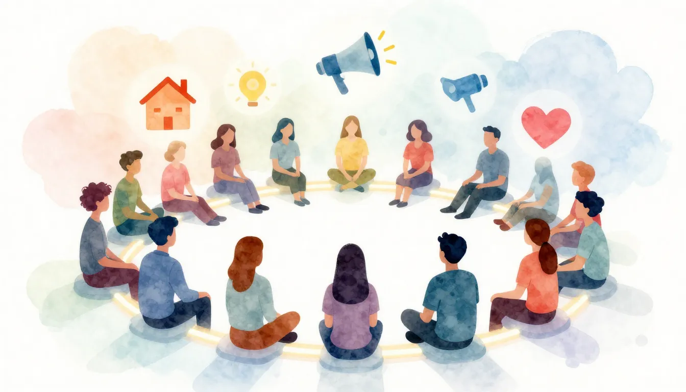 Watercolor style. Stylized silhouettes of people sitting in ...