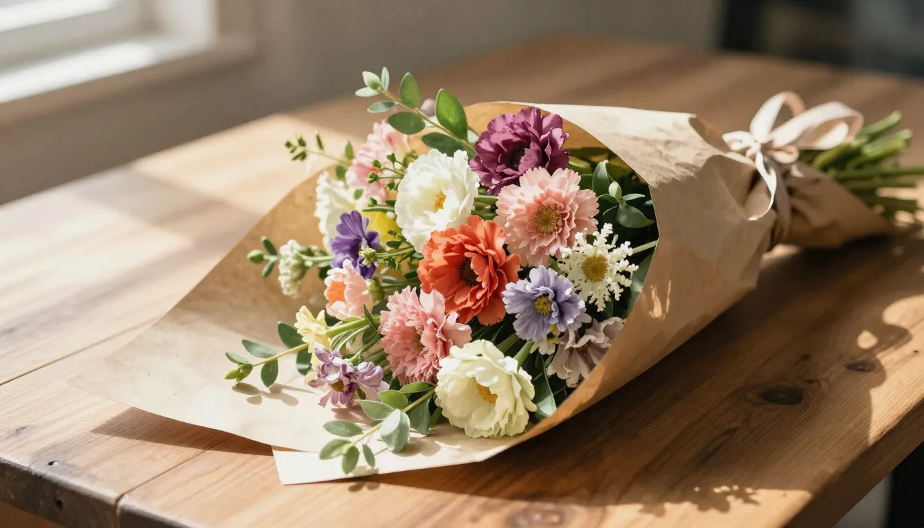 Watercolor style. A beautiful bouquet of colorful spring flo...