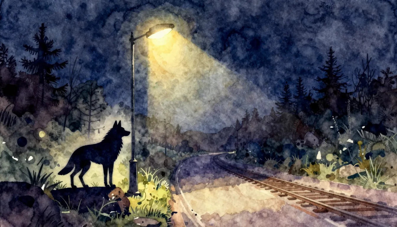 Vibrant watercolor style. Rock album cover. Night scene. A l...