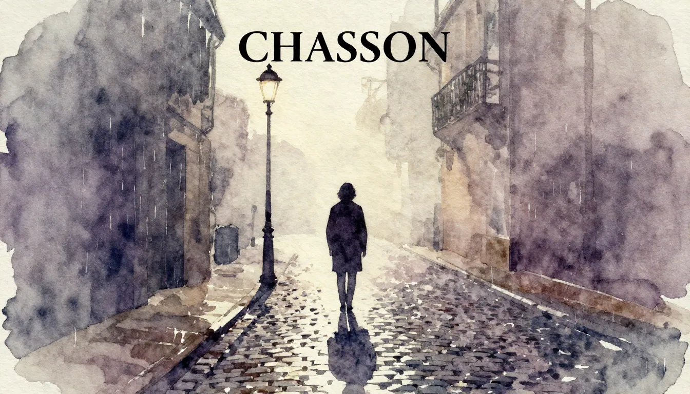 Vibrant watercolor style. Chanson album cover, melancholic, ...