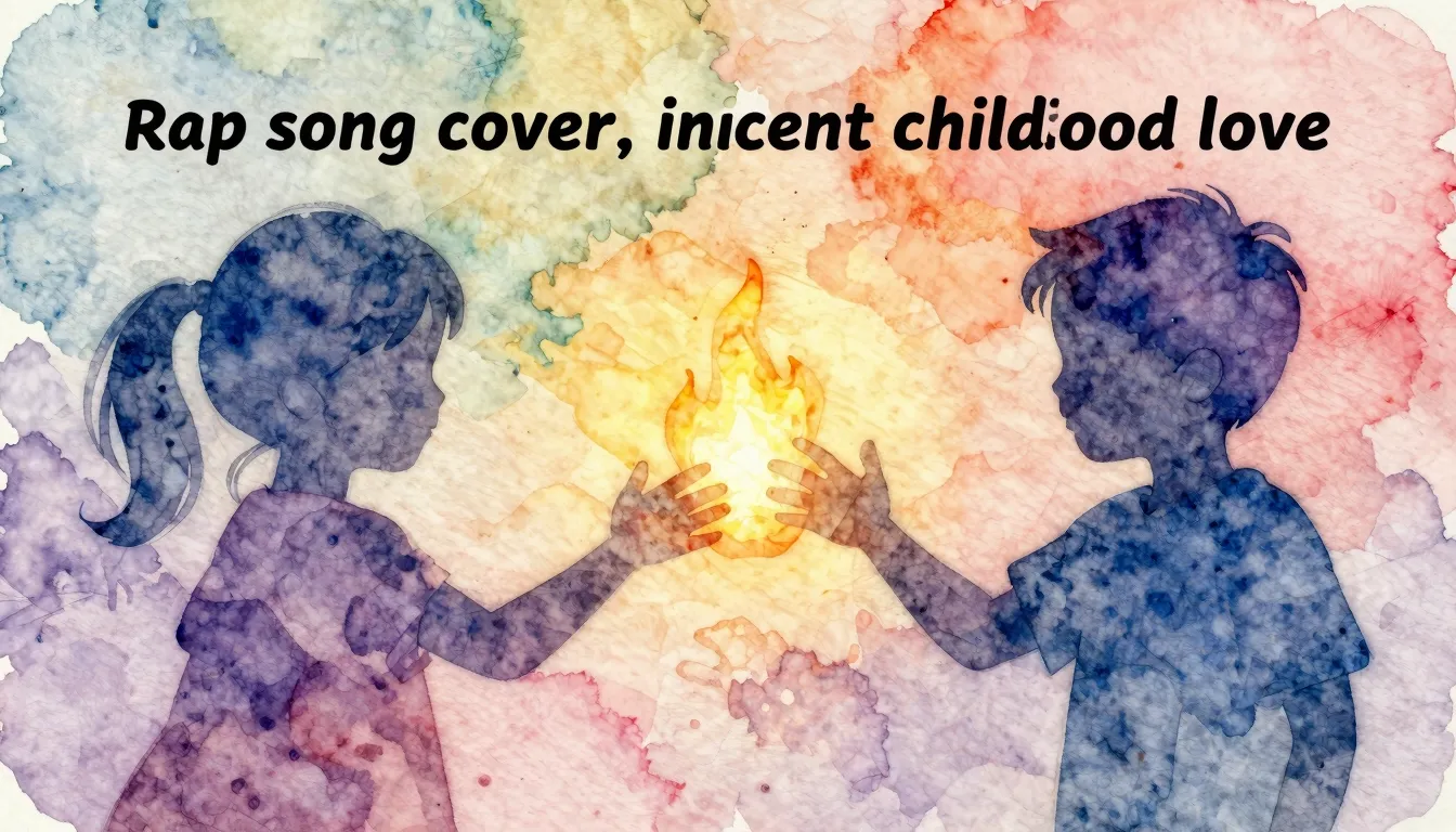 Vibrant watercolor style. "Rap song cover: Nostalgic, innoce...