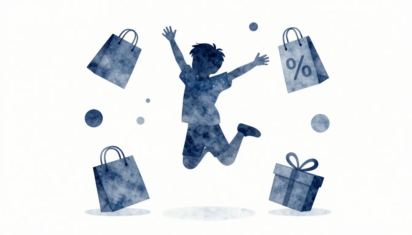 Watercolor style. Abstract silhouette of a child jumping, su...