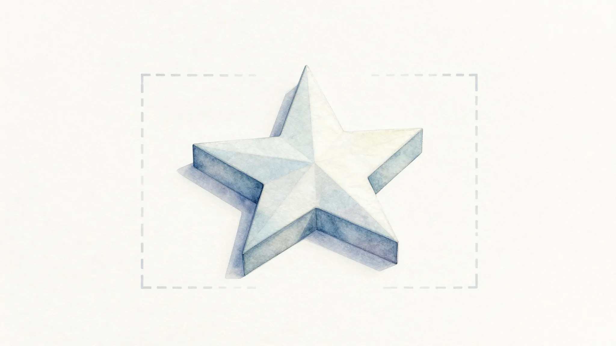 Watercolor style. A minimalist geometric star shape in the c...