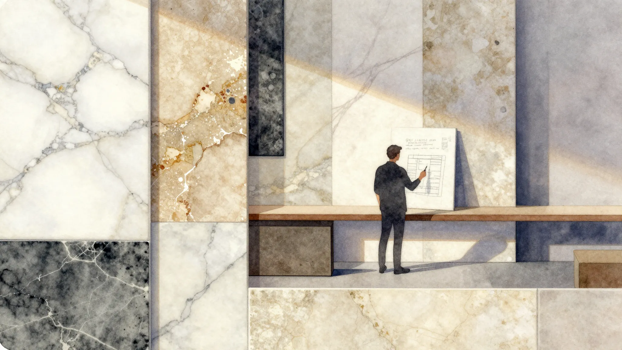 Watercolor style. Abstract composition of stylish ceramic ti...