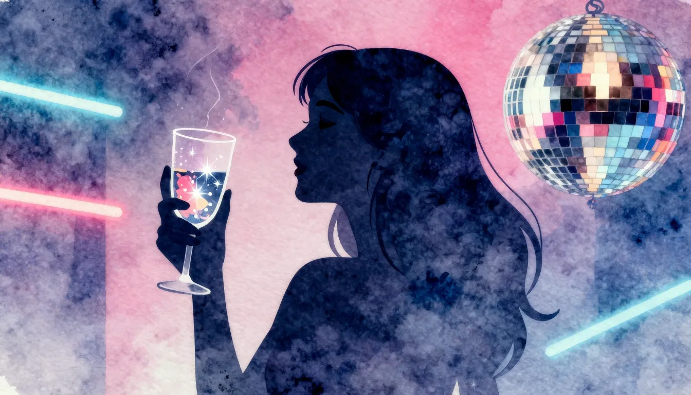Watercolor style. Silhouette of a joyful woman holding a spa...
