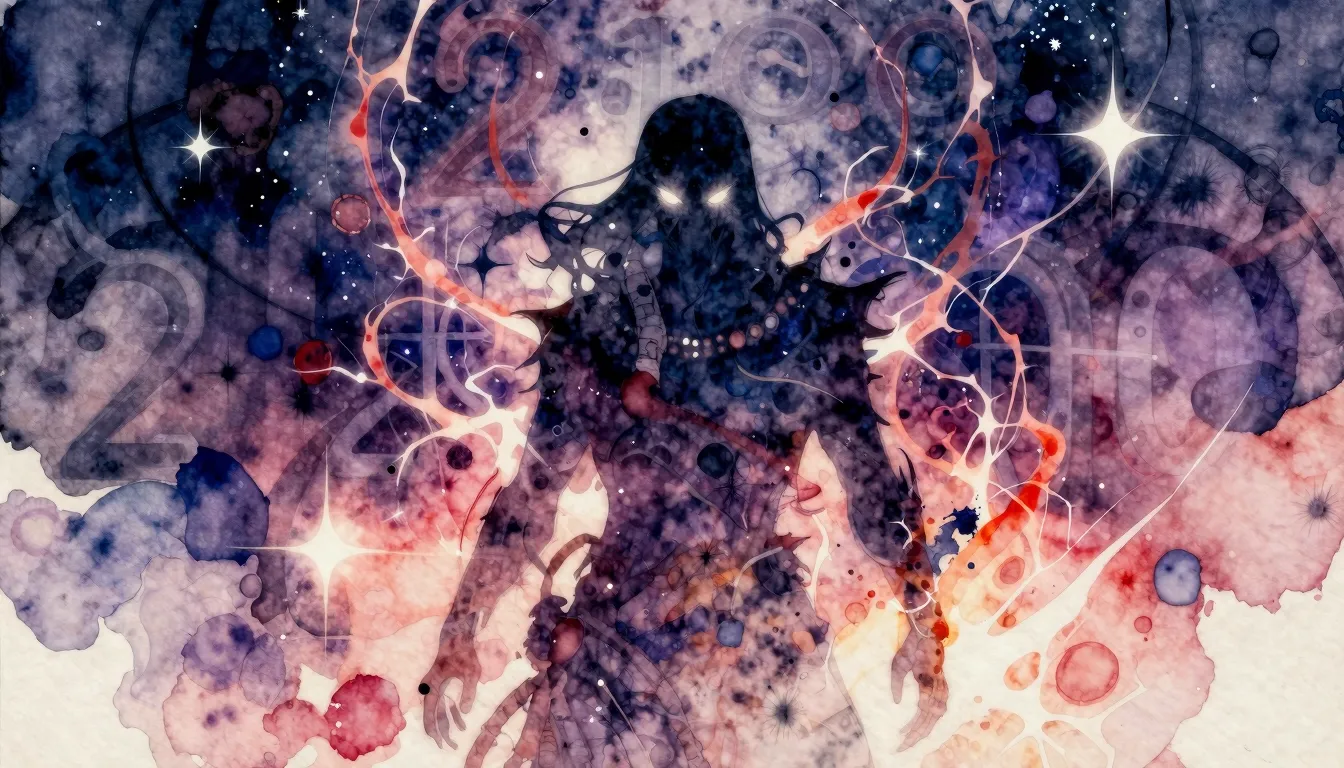 Vibrant watercolor style. Metal album cover, dark fantasy, s...