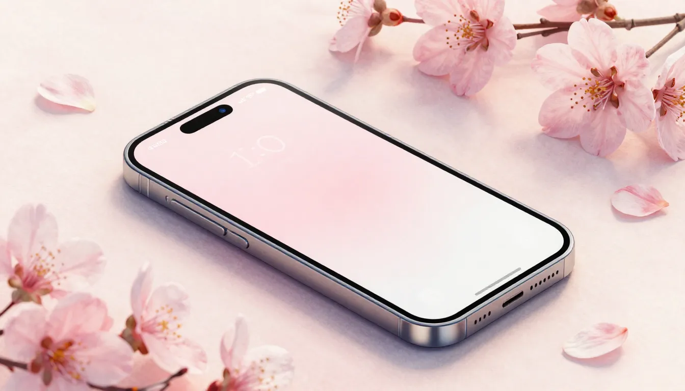 Watercolor style. A modern smartphone lying on a bed of deli...