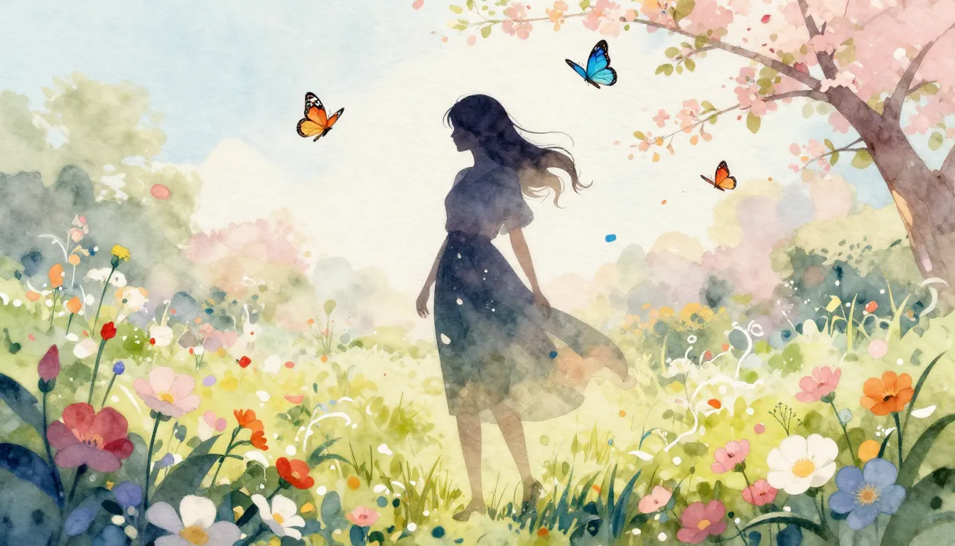 Watercolor style. A stylized silhouette of a woman standing ...