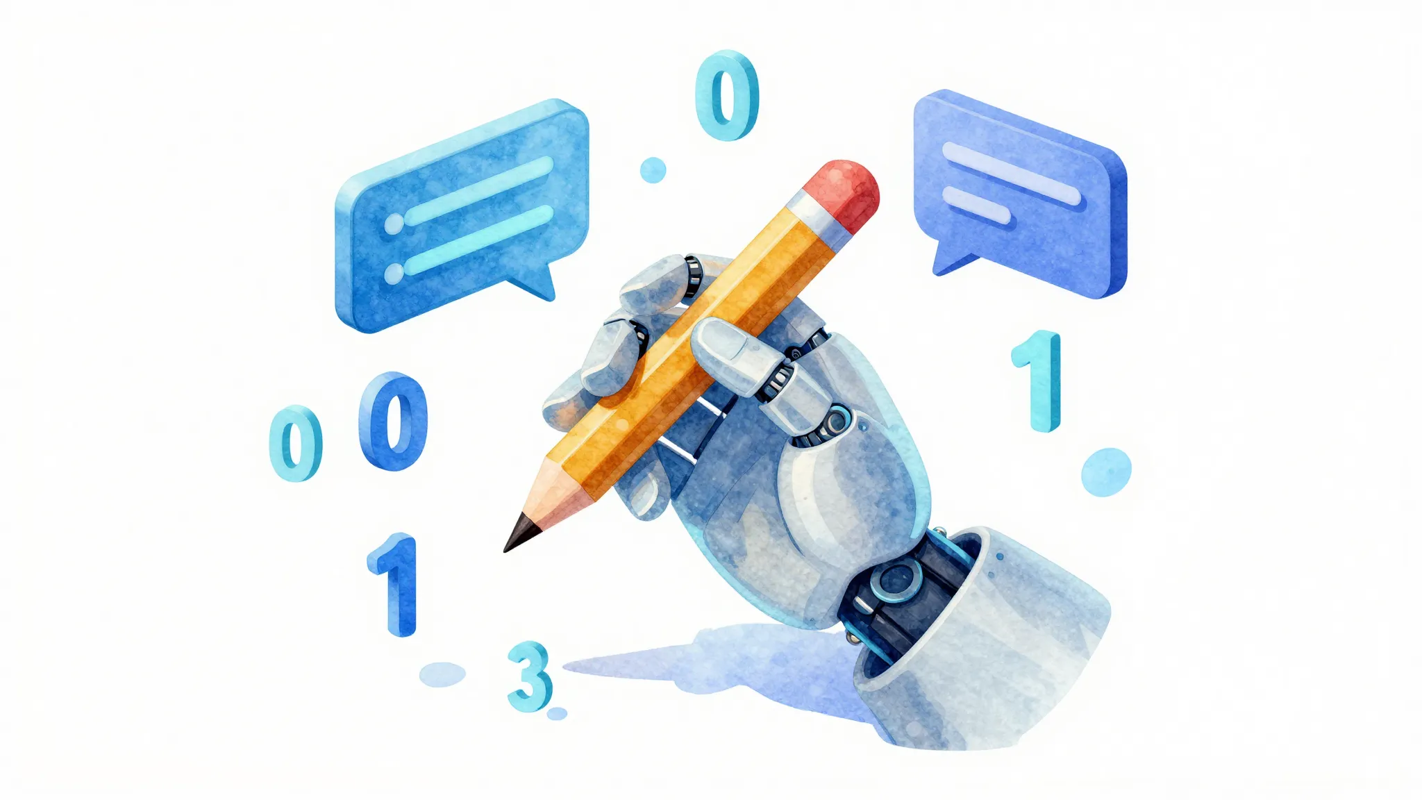 Watercolor style. 3D isometric illustration of a glowing dig...