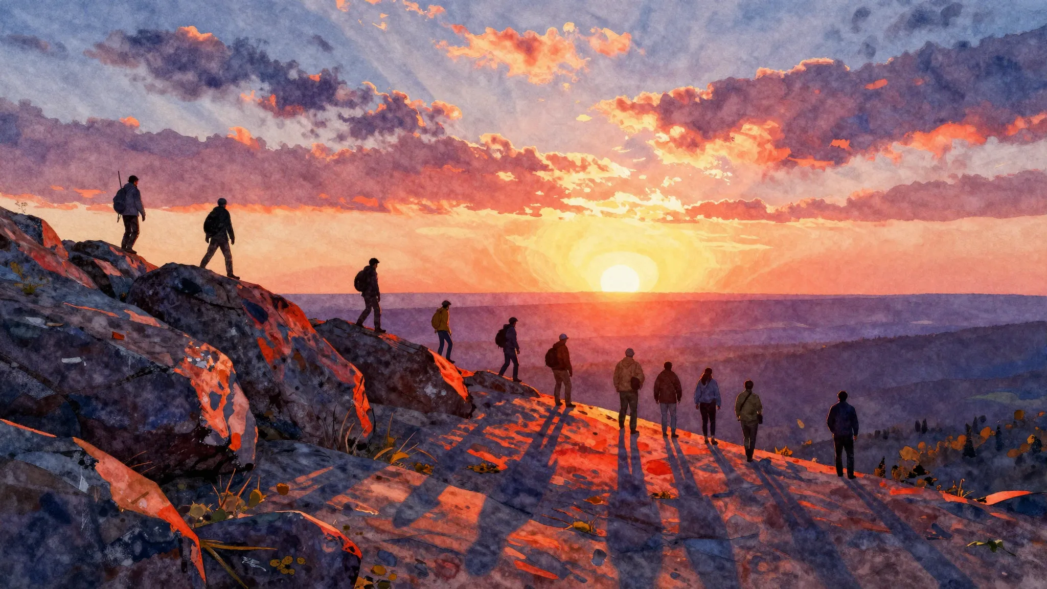 Vibrant watercolor style. Rock album cover: Amur region land...