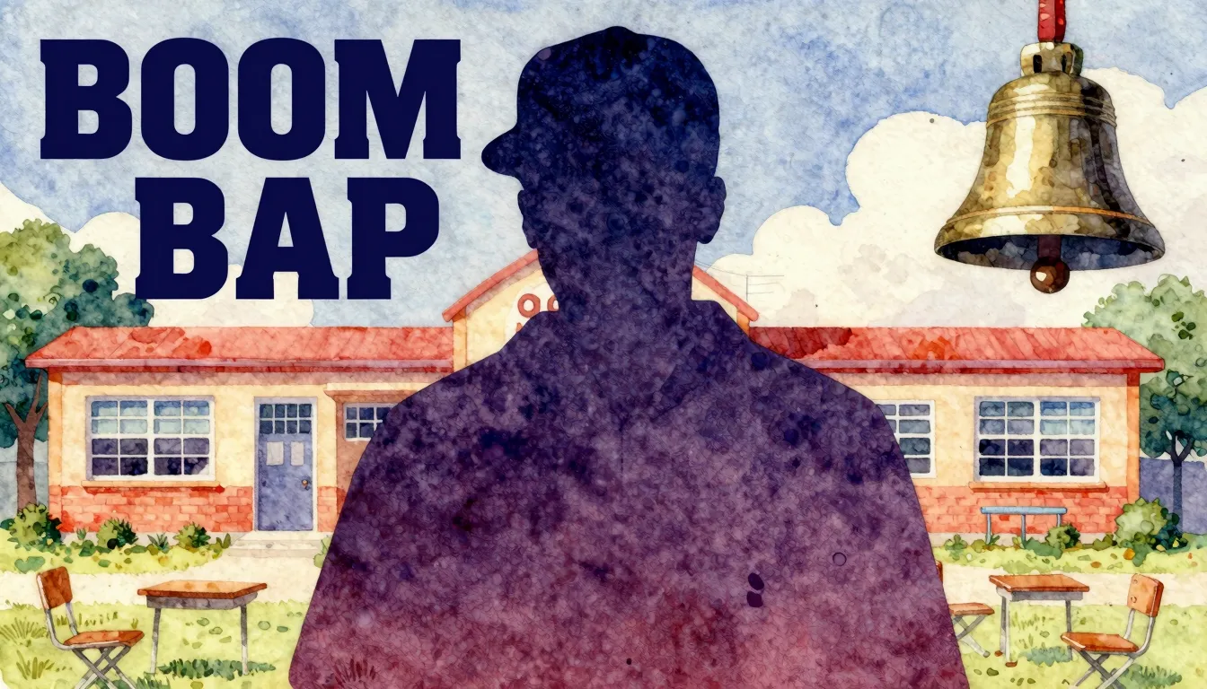 Vibrant watercolor style. Boom bap rap album cover. Nostalgi...