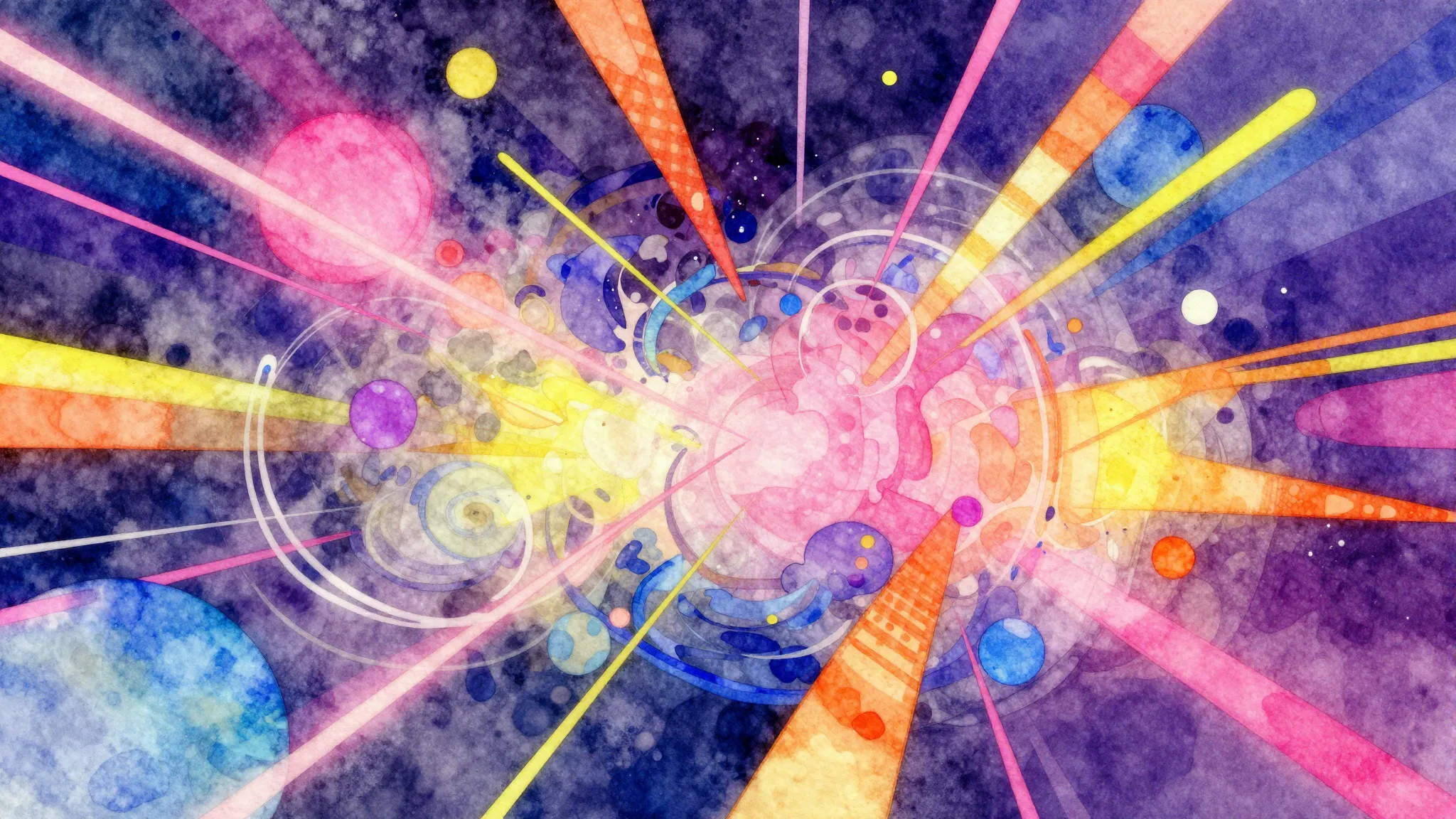 Vibrant watercolor style. Vibrant disco-funk album cover. Ab...
