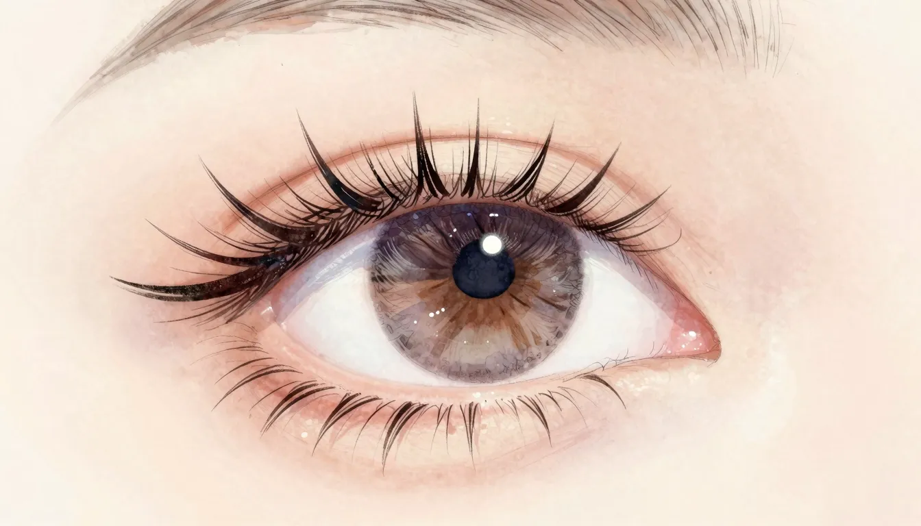 Watercolor style. Close-up of a beautiful eye with long, flu...