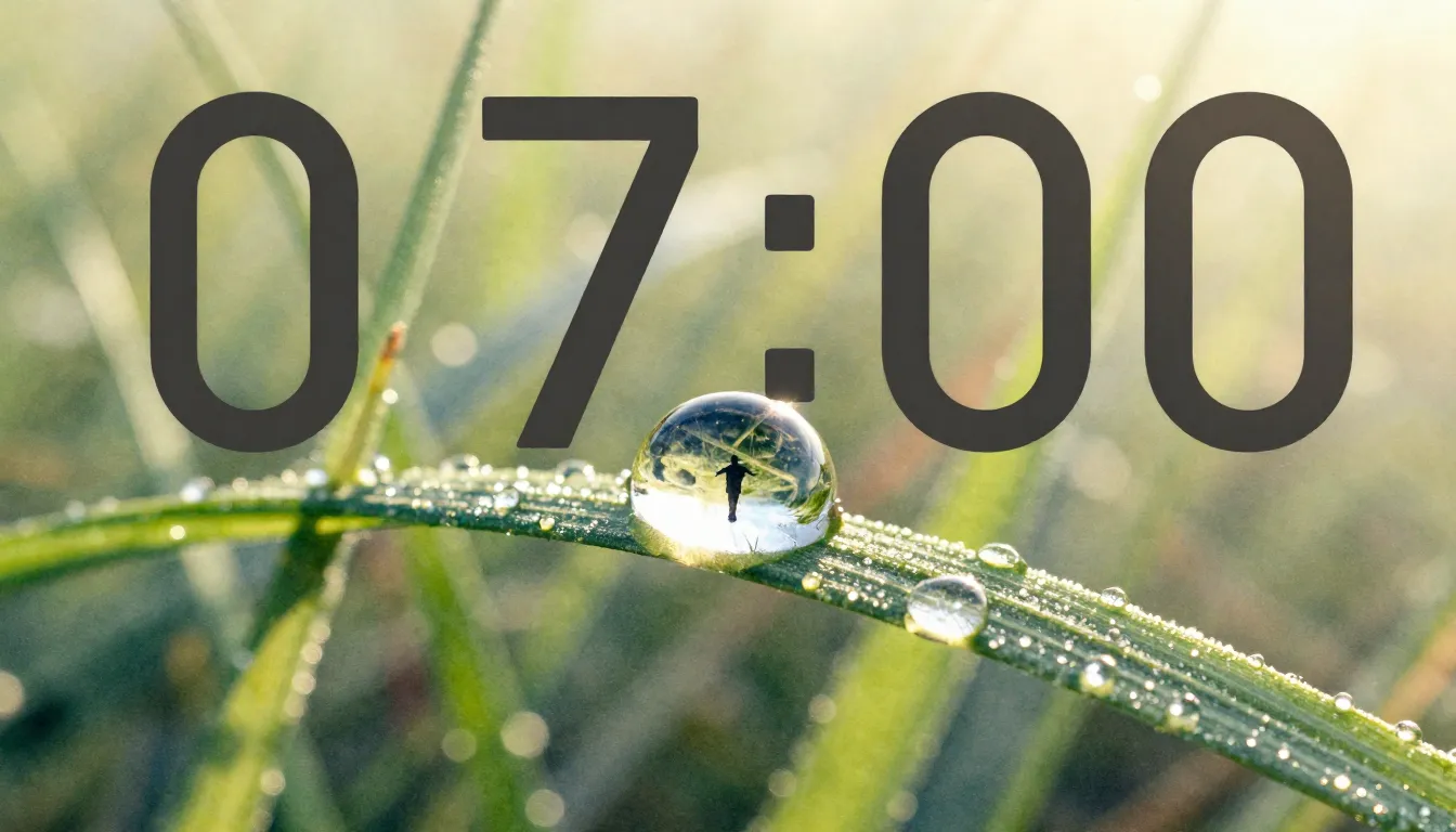 Watercolor style. A crystal dewdrop on a blade of grass refl...