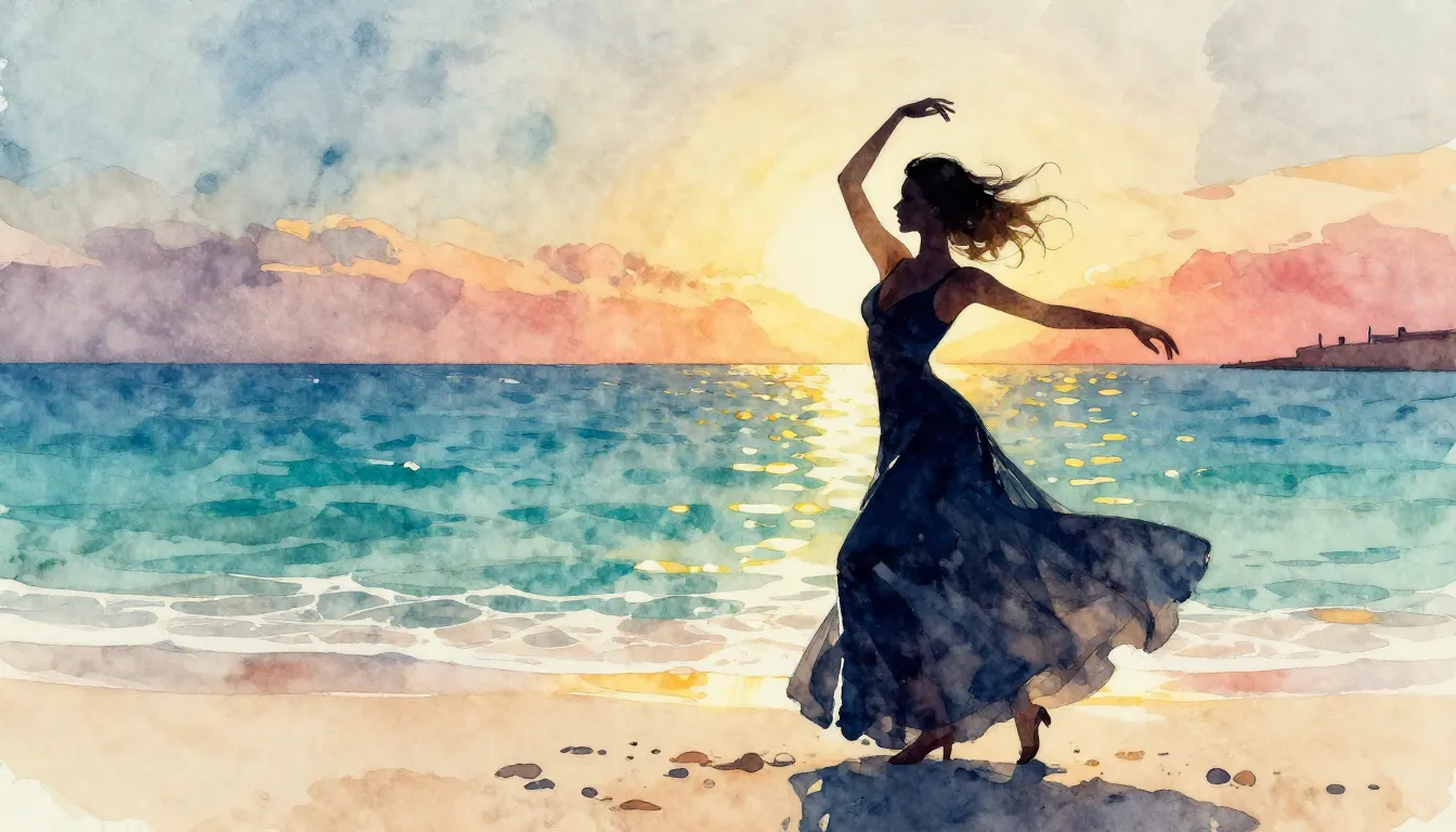 Vibrant watercolor style. Luxury, melancholic, Dubai, waltz,...
