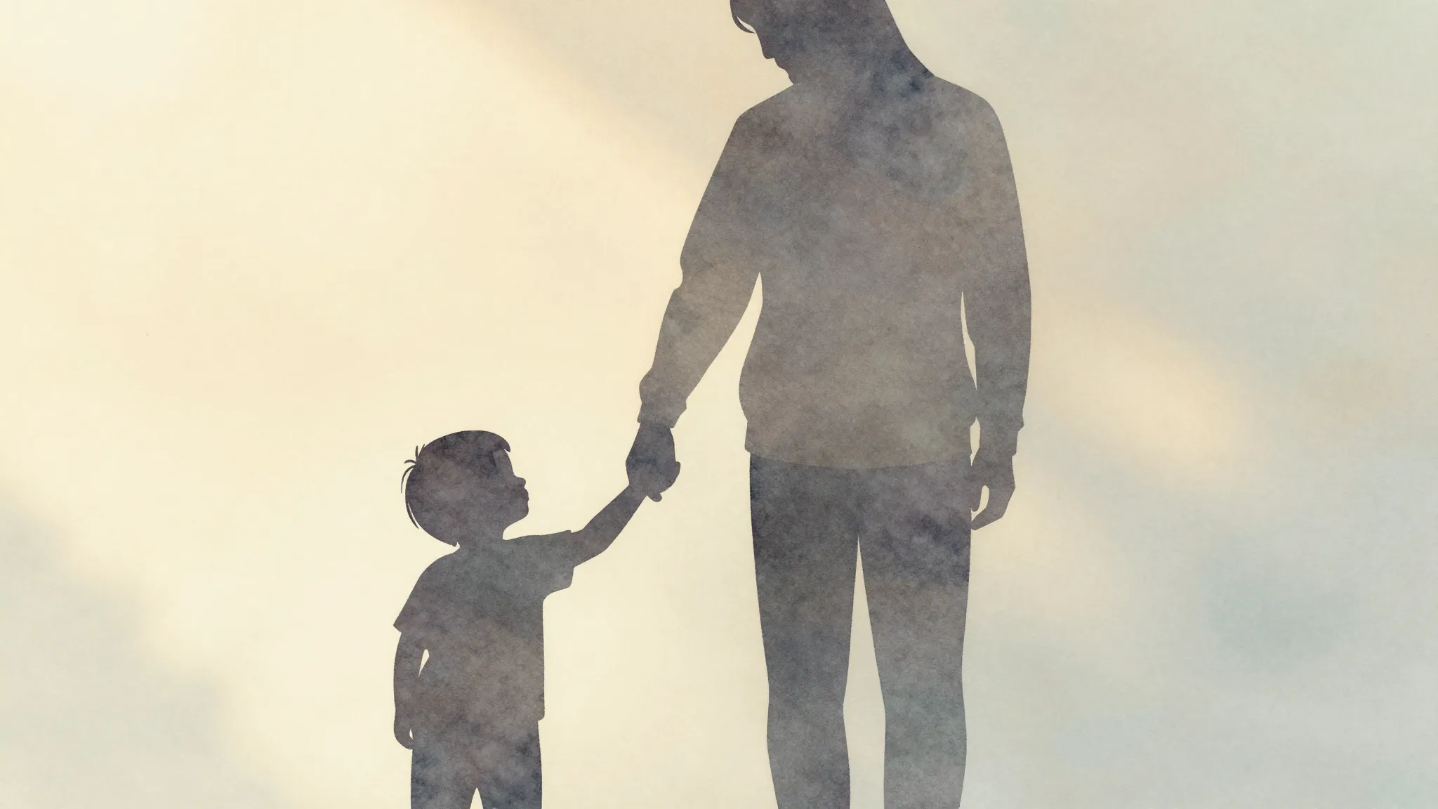 Watercolor style. Minimalist illustration of a parent's silh...