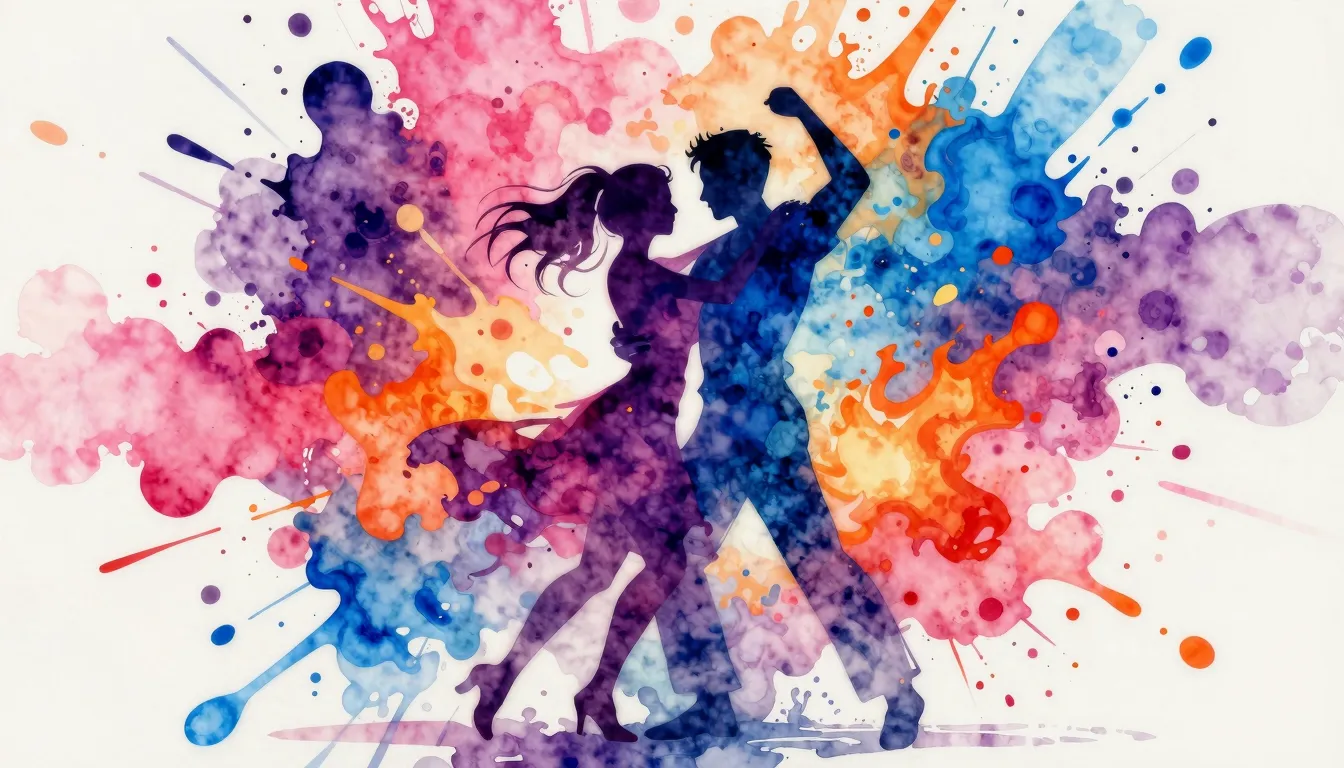 Vibrant watercolor style. Dynamic pop art cover: abstract ex...