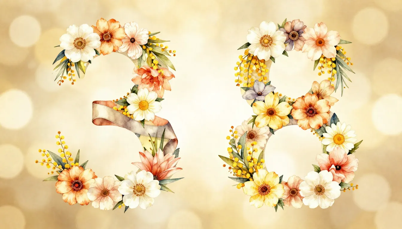 Watercolor style. A festive composition with a large number ...