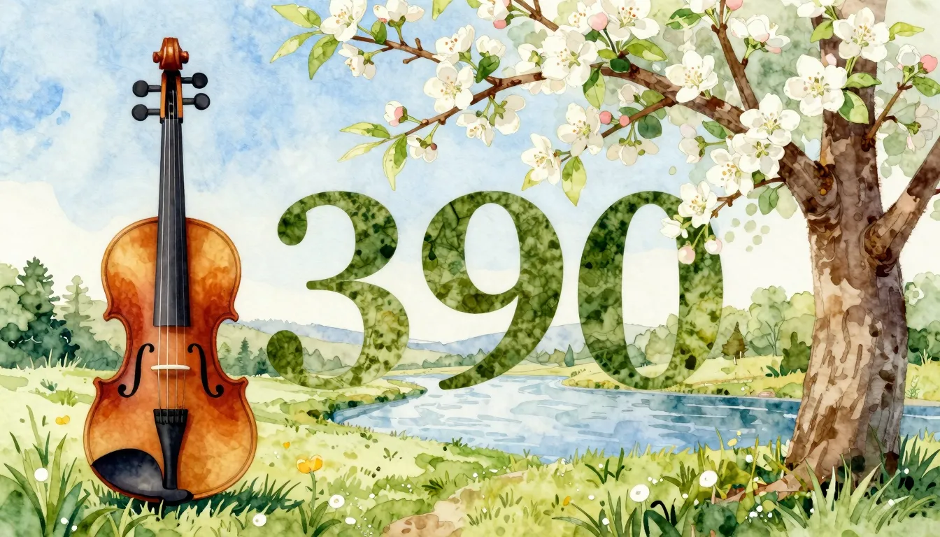 Watercolor style. A creative composition featuring a violin ...