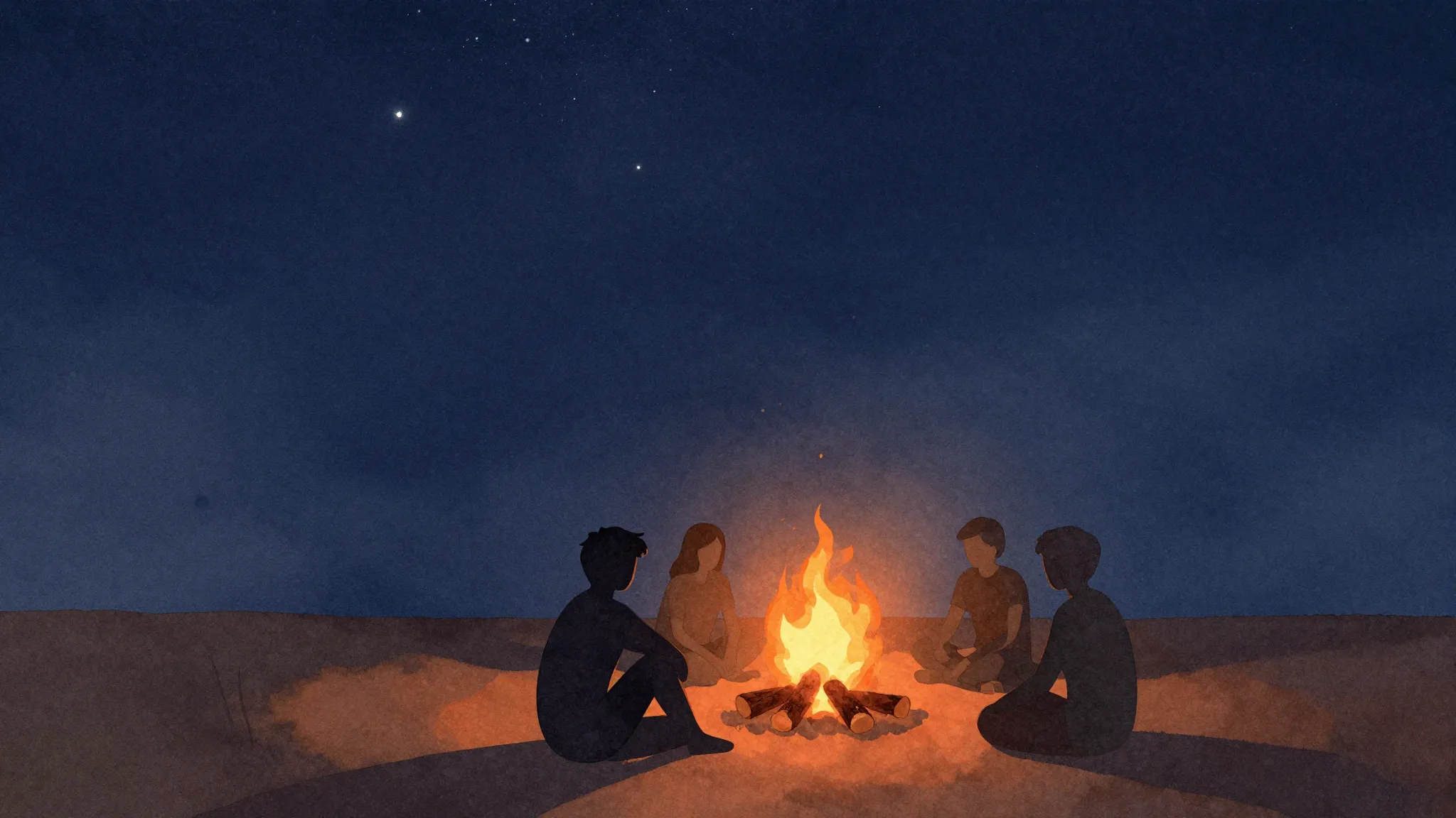 Watercolor style. Minimalist silhouettes of human figures si...