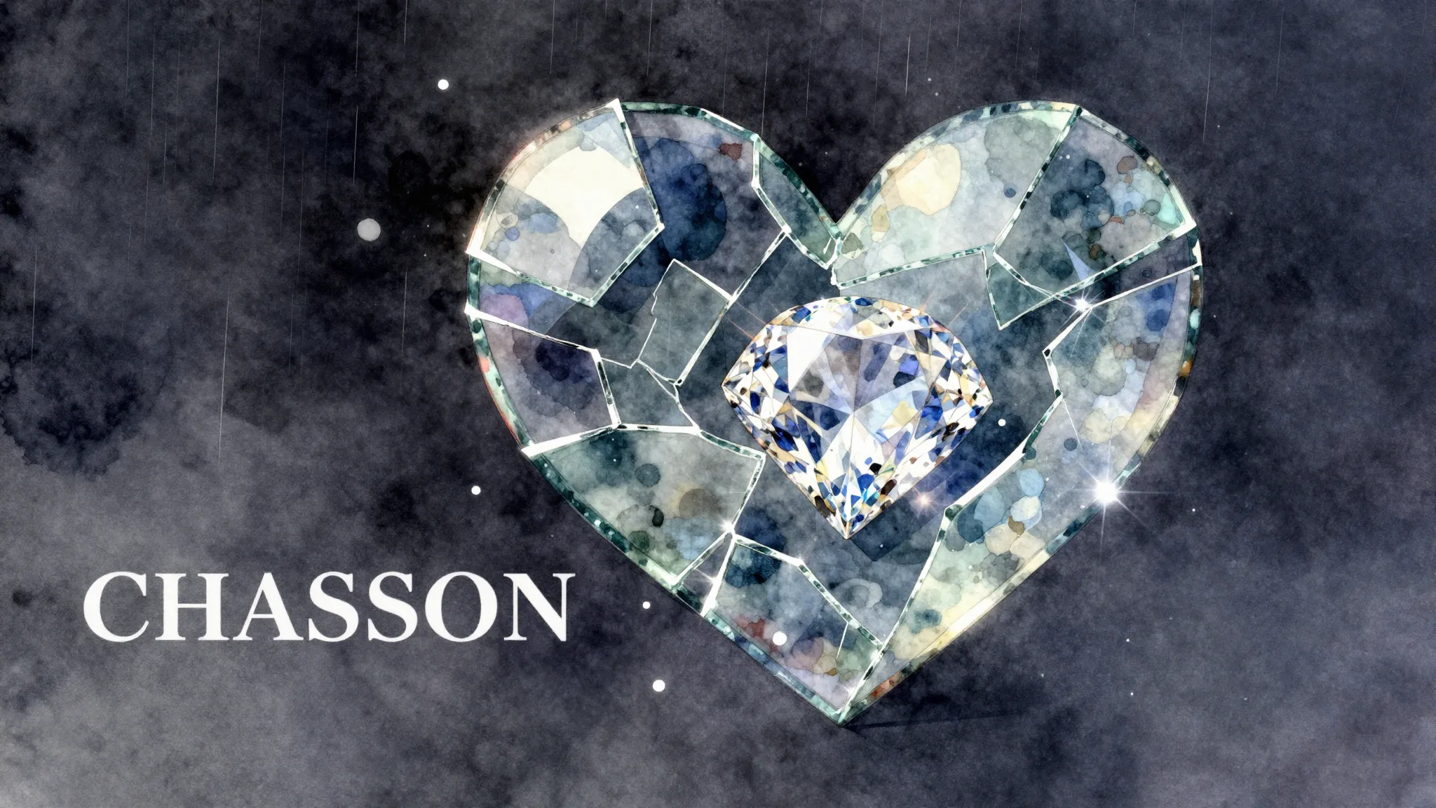 Vibrant watercolor style. Chanson album cover: a broken hear...