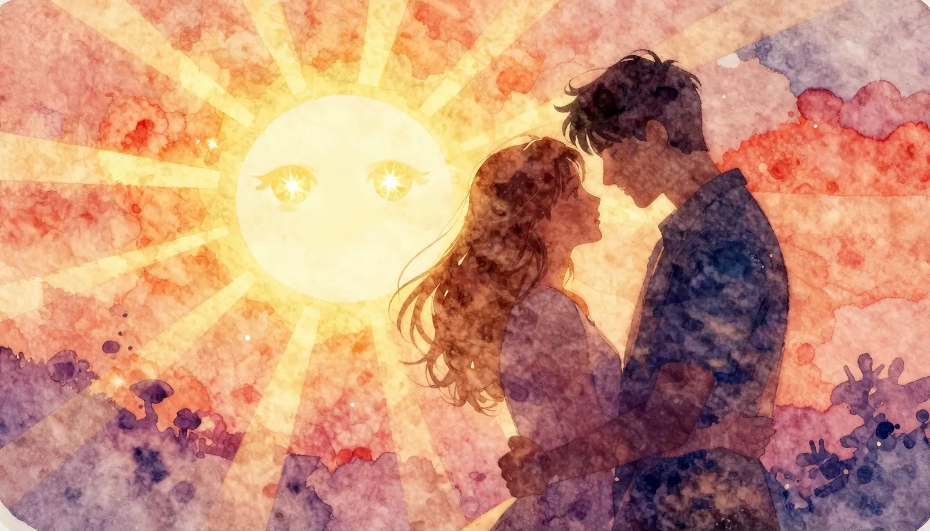 Vibrant watercolor style. Romantic pop song cover. Abstract,...