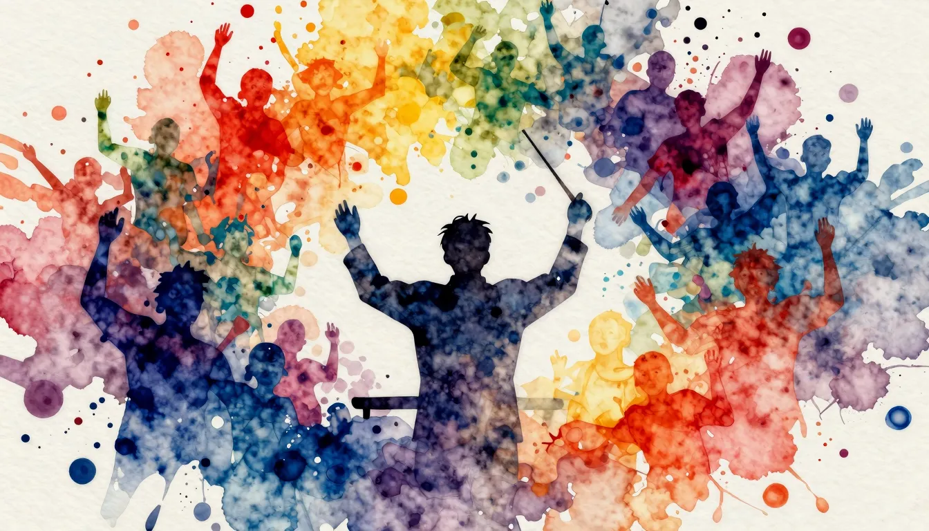 Vibrant watercolor style. A vibrant, abstract, and chaotic s...