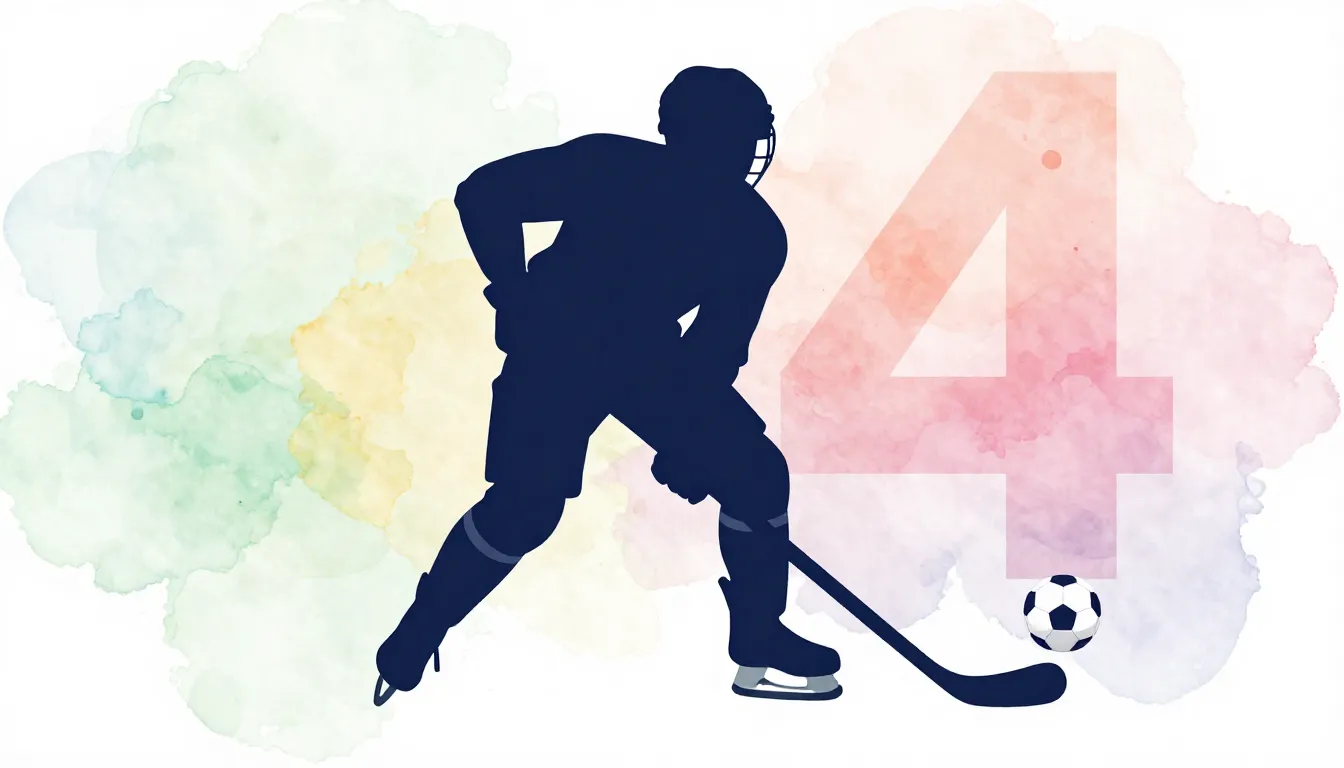 Watercolor style. Silhouette of a young athlete with a hocke...